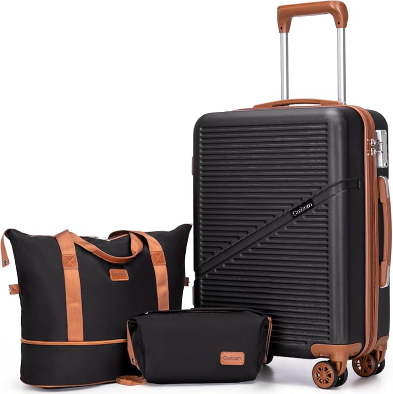 Cosbarn 3 Piece 20 Inch Lightweight ABS Hardside Carry On Luggage Set 