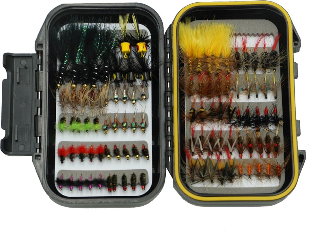 Premium Fly Fishing Flies Kit with 100 Dry/Wet Tenkara Flies, Streamer