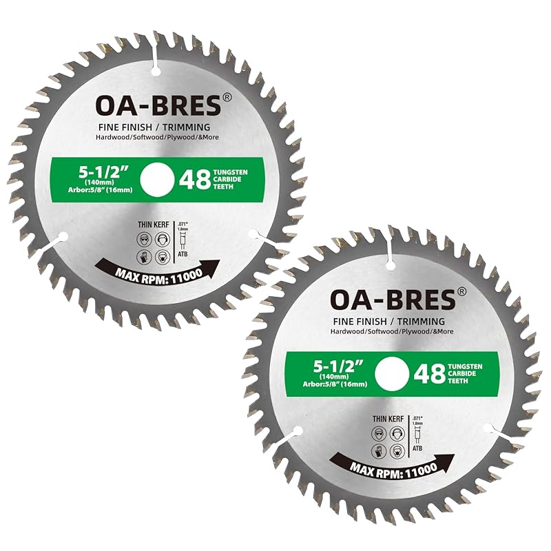 5-1/2 Inch 48T ATB Fine Finish Cordless Trim Saw Blade with Bushings (