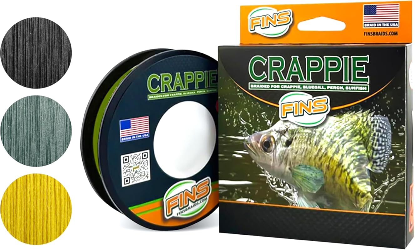 FINS Ultralight Micro Diameter 4-Strand Braided Fishing Line for Crapp