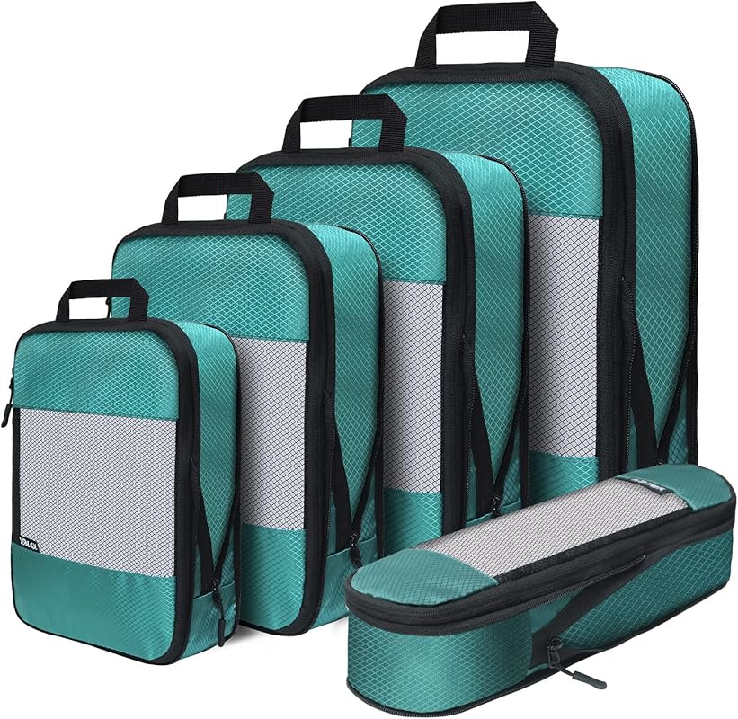 5-Set Compression Packing Cubes for Suitcases, Lightweight Travel Orga