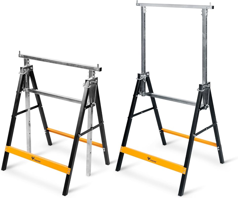 WORKESS Folding Heavy-Duty Sawhorse 2-Pack, 880 lbs Load Capacity, 7-L
