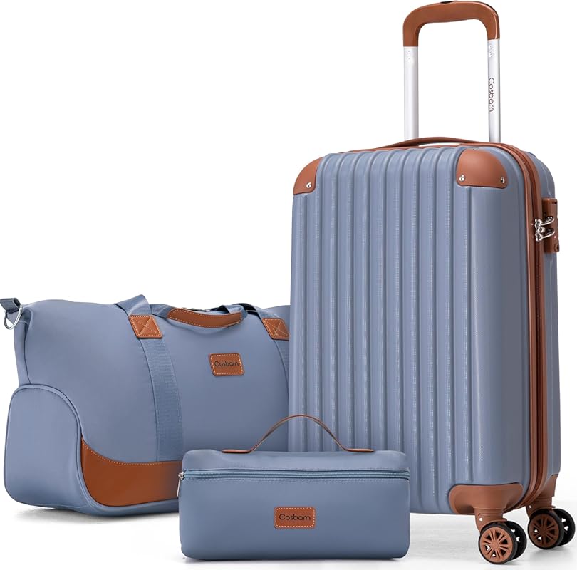 Cosbarn 3-Piece Airline Approved Travel Suitcase Set with TSA Lock and