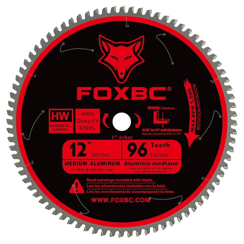 FOXBC 12 Inch 96-Tooth TCG Saw Blade for Aluminum, Plastic & Non-Ferro