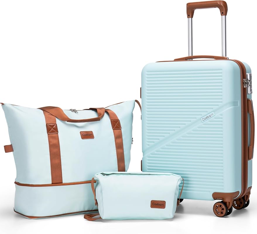 Airline Approved Lightweight ABS Carry-On Luggage Set with TSA Lock, 3