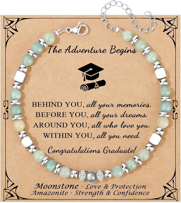 JoycuFF Imperial Jasper Amazonite Bracelet – Stainless Steel Beads for