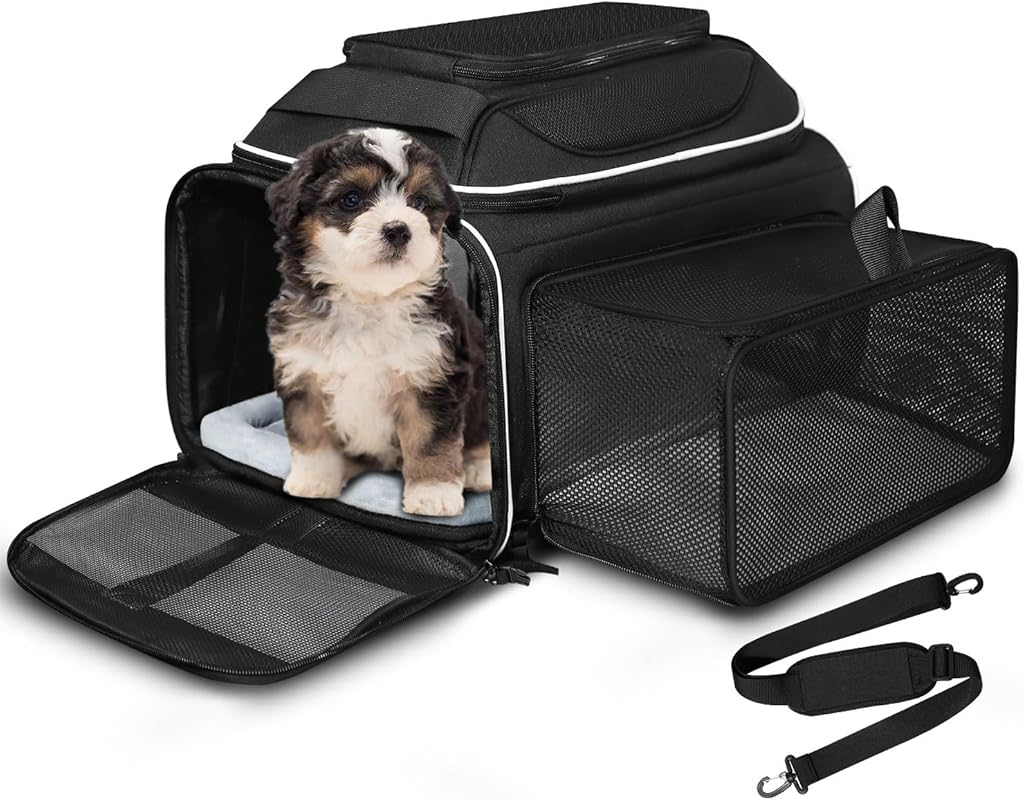 Petskd Expandable Soft-Sided Pet Carrier for Small Cats & Dogs, Delta