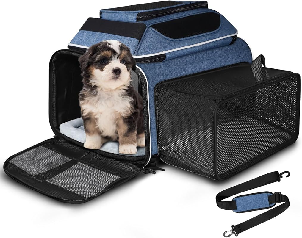 Petskd Expandable Soft-Sided Pet Carrier for Small Cats & Dogs, Delta