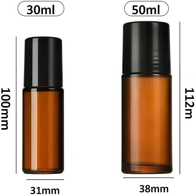 Brown Refillable 50ml Glass Roller Bottles – 2 Pack Empty Deodorant Co