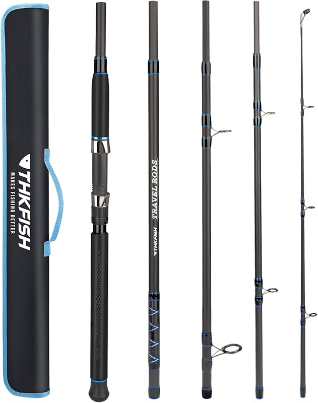 THKFISH 4/5 Piece Saltwater Travel Spinning Rod, Carbon Fiber, 6’9”-8’