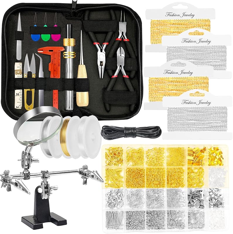 MONVICT Complete Jewelry Making Kit with Tools, Findings, Chains & Mag