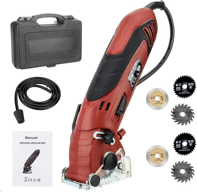 400W Mini Circular Saw with 6 Blades & Tool Box for Drywall, Tile, Met