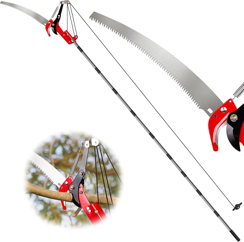 Manual Pole Saw with Steel Blade & Scissors – 14FT Extendable Limb Cut