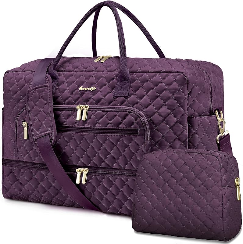 Travel Duffle Bag with Shoe Compartment & Wet Pocket, Large Weekender