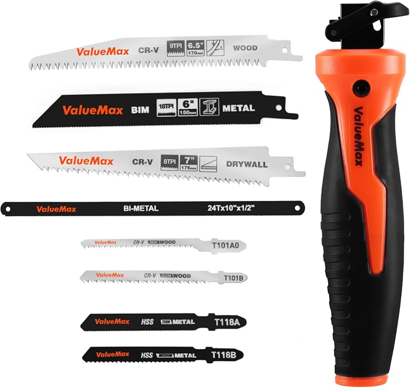 Valuemax 8-in-1 Multi-Blade Hand Saw with Quick-Change TPR Handle for 