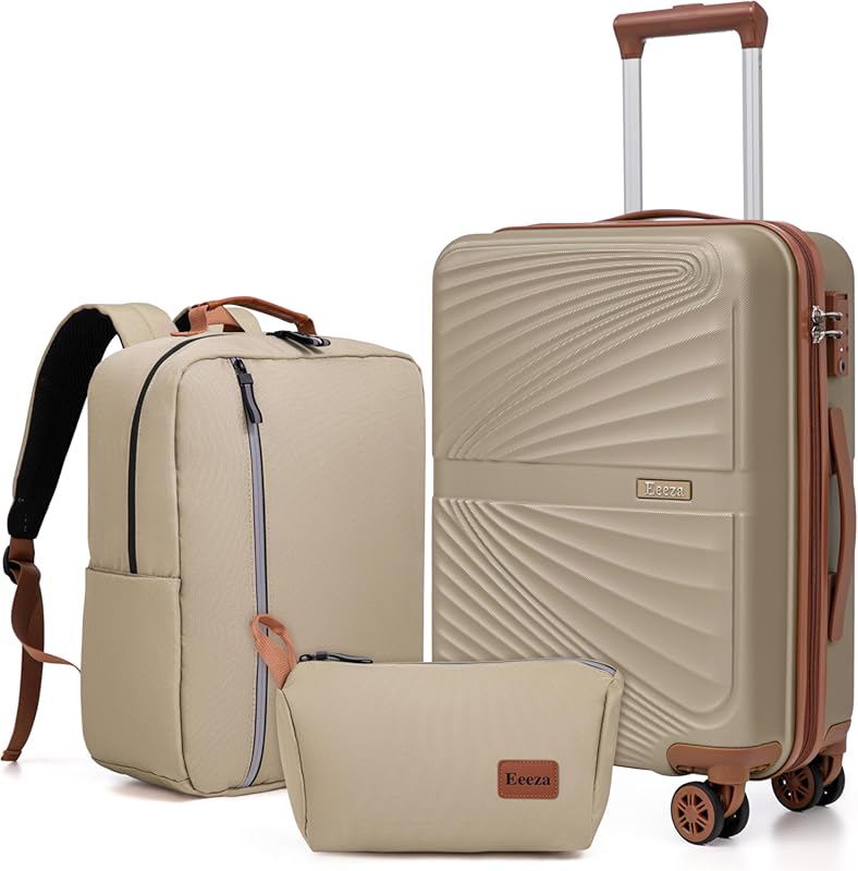 Airline Approved 3-Piece ABS Hard Case Carry On Luggage Set with TSA L