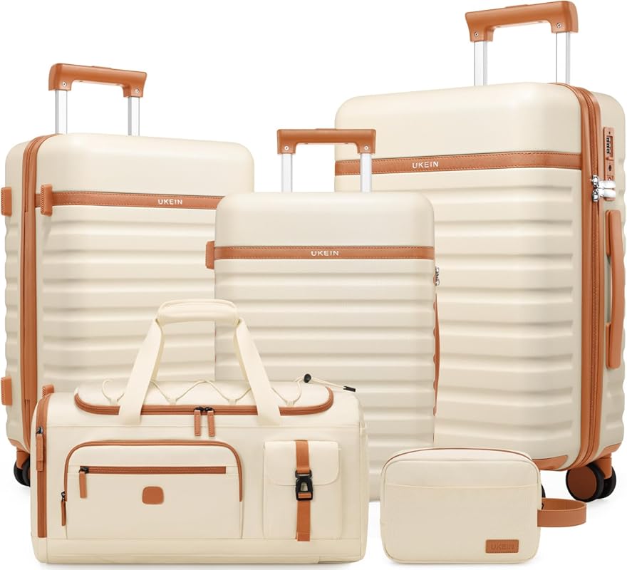 5-Piece Hardside Luggage Set with Spinner Wheels, TSA Lock & Travel Ba