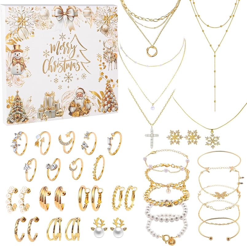Jewelry Advent Calendar 2025 for Women - 24 Days Christmas Surprise Gi