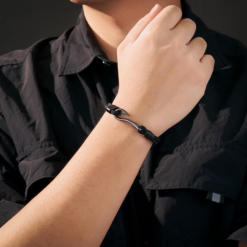 Black Fishing Bracelet with Message Card for Husband Dad