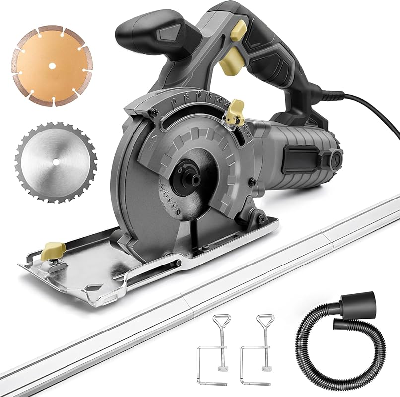 Marble Track Saw with 115mm Diamond Blade and Dust Exhauster, 7.5 AMP
