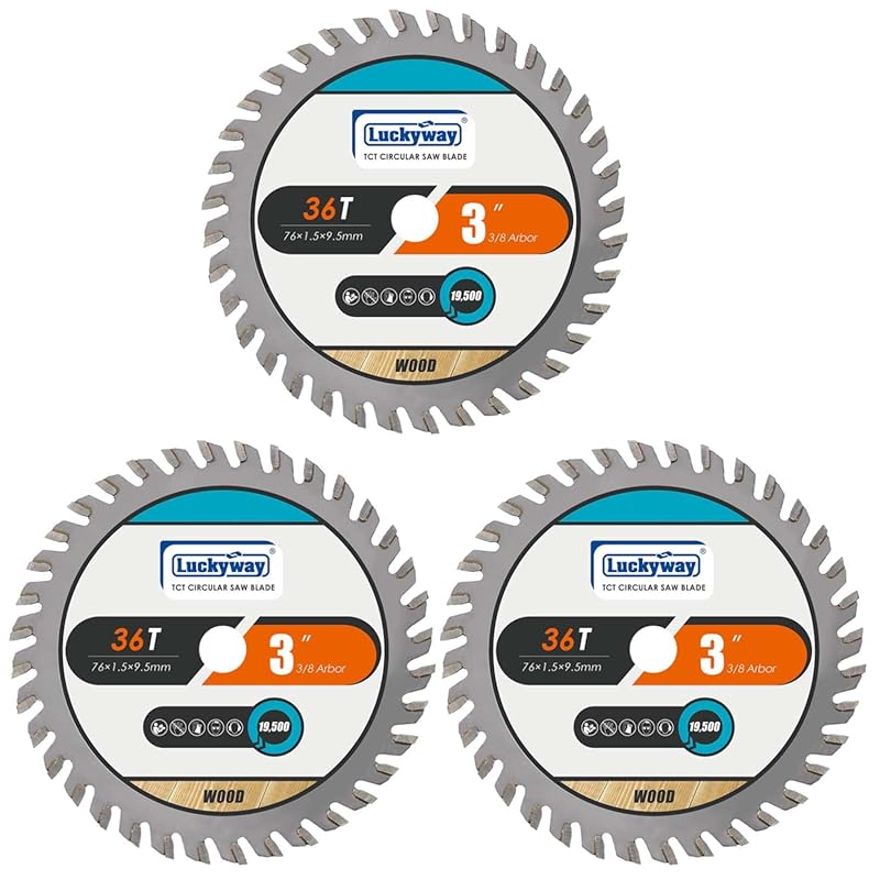 Luckyway 3-Inch TCT Circular Saw Blade 3-Pack for Wood, Plastic, PVC,