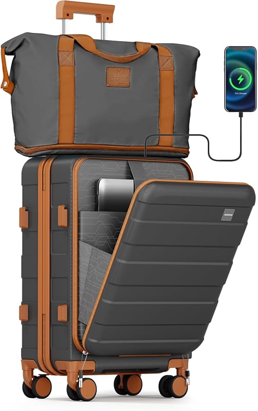 imiomo 20 Inch Airline Approved Hard Shell Carry-on Luggage with USB P