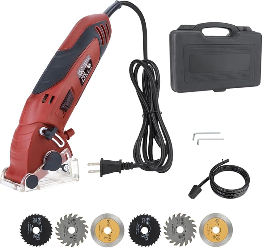 Corded Mini Circular Saw 400W 3400RPM with 6 Blades for Wood, Drywall,