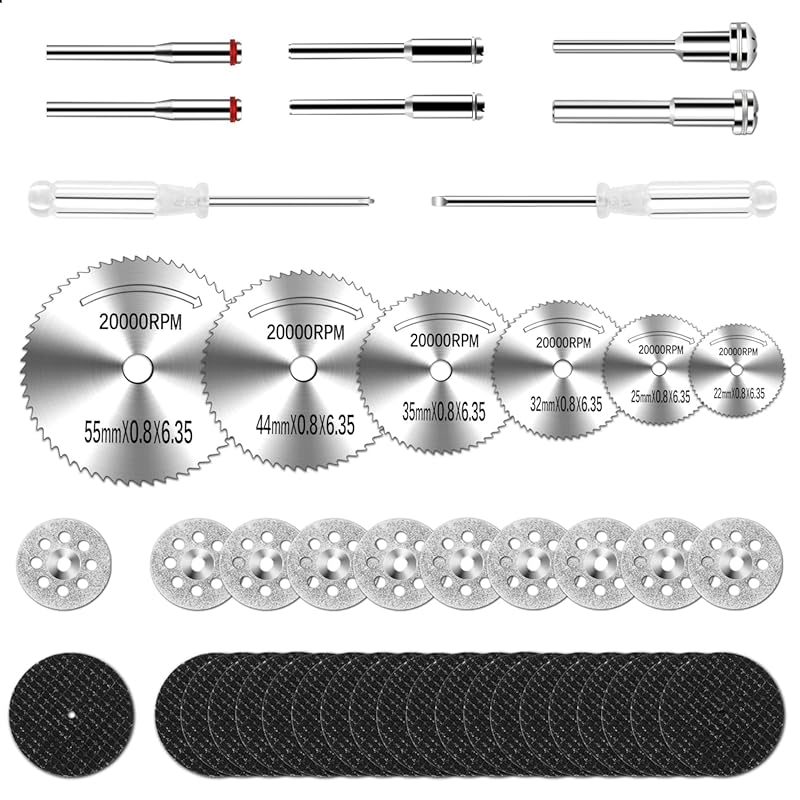 44Pcs Auxiren Dremel Cutting Wheel Kit for Wood, Metal, Glass & Tile