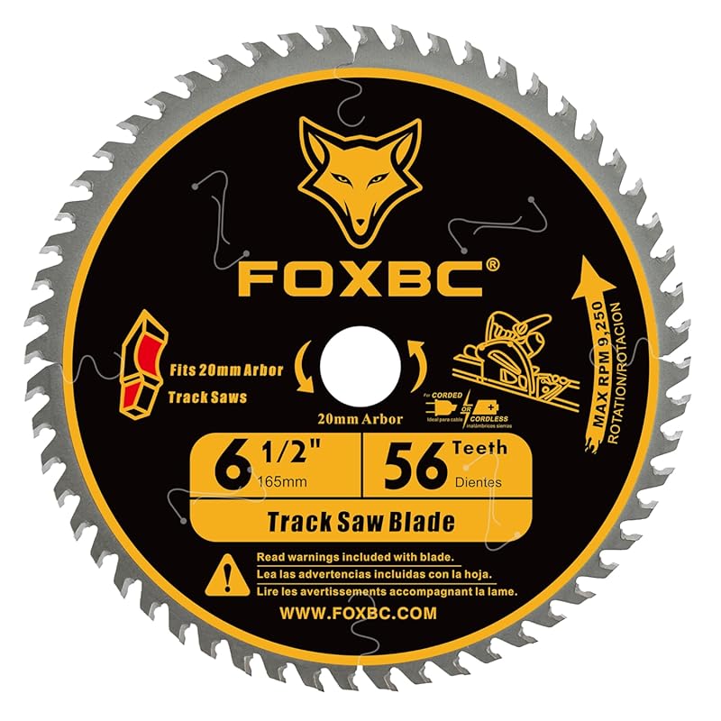 FOXBC 56T 6-1/2 Inch Track Saw Blade (20mm Arbor, 165mm) for Makita De