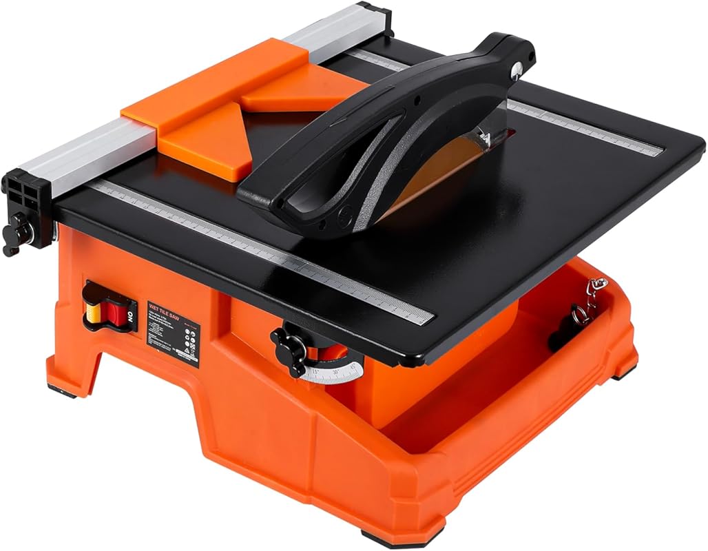 GarveeTech 7-Inch Wet Tile Saw, 6500 RPM Copper Motor, 0-45° Bevel, Re