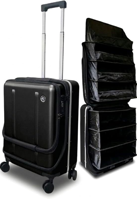 FLIP Carry-On Luggage 47L with Shelf, Silent Wheels & TSA Lock