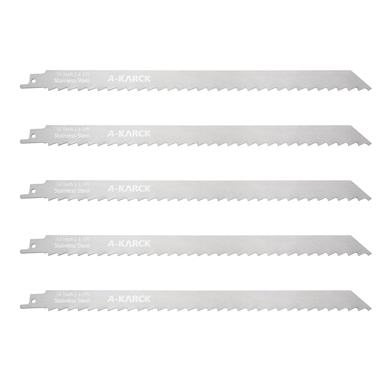 A-KARCK 5-Pack Unpainted Stainless Steel Reciprocating Saw Blades for 