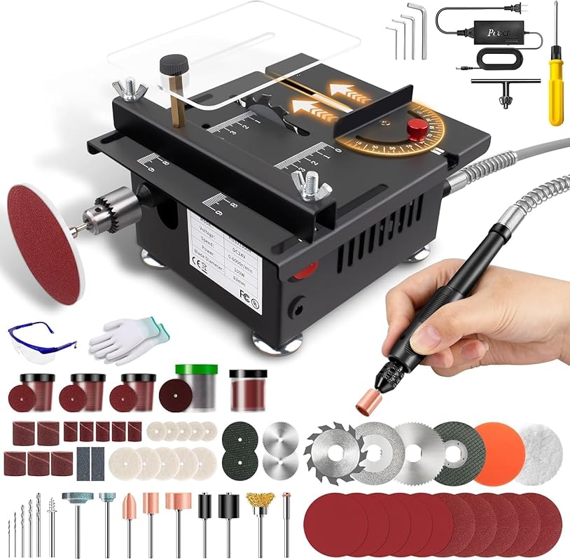 Multi-Functional 10-Inch Mini Table Saw for Crafts Wood Cutting with A