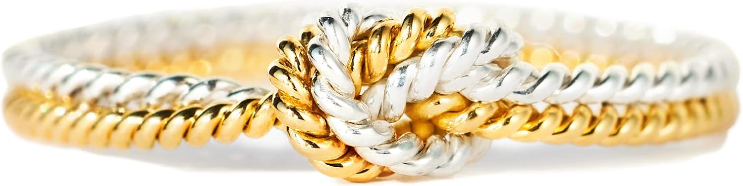 Two-Tone Gold and Silver Knot Ring with Heart Purity Design – Perfect