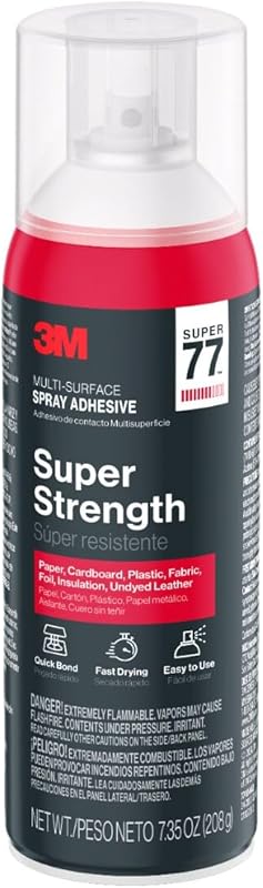 3M Super 77 Multi-Surface Spray Adhesive 7.35oz Low VOC Quick Bond Fas