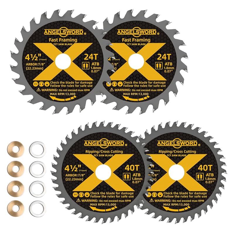 ANGELSWORD 4-1/2 Inch Circular Saw Blade 24T Framing & 40T Ripping, 4-