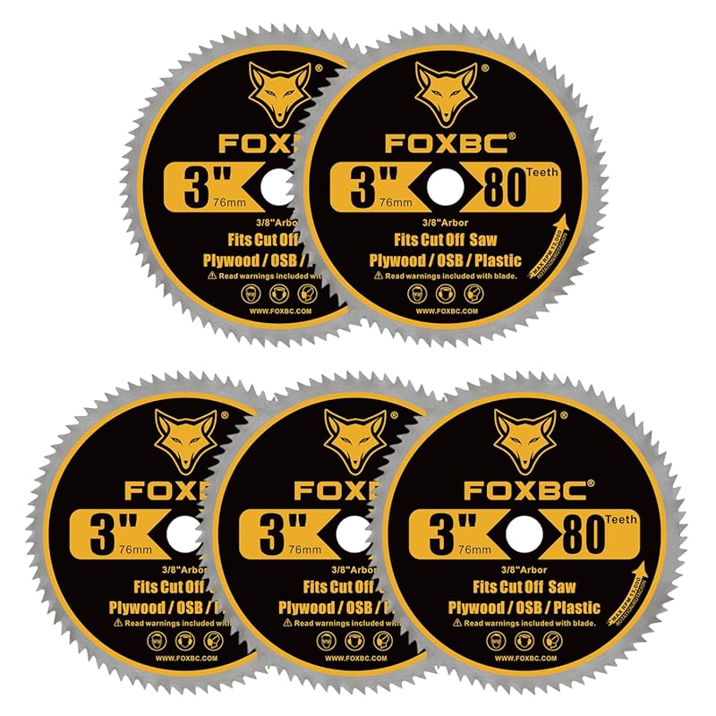 FOXBC 3 Inch 80T Circular Saw Blade 5-Pack for Plywood, OSB, Veneer, P