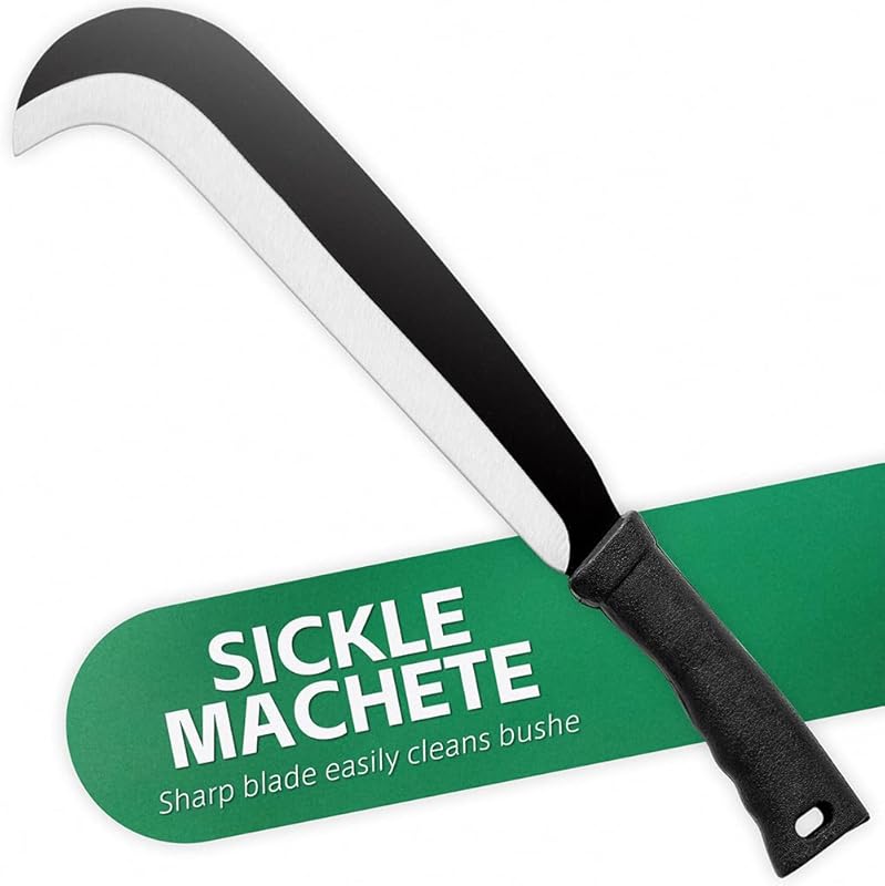 Heavy Duty Sickle Machete with Curved Blade for Cutting Trees, Weeding