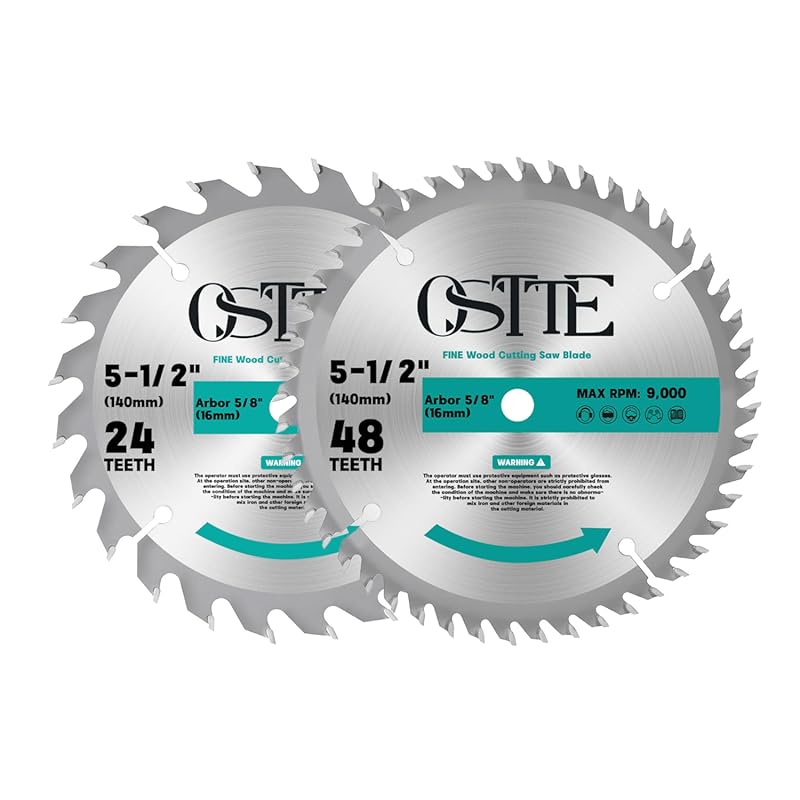 5-1/2 Inch Circular Saw Blade 24T&48T, 5/8 Arbor for Wood Cutting (2 P