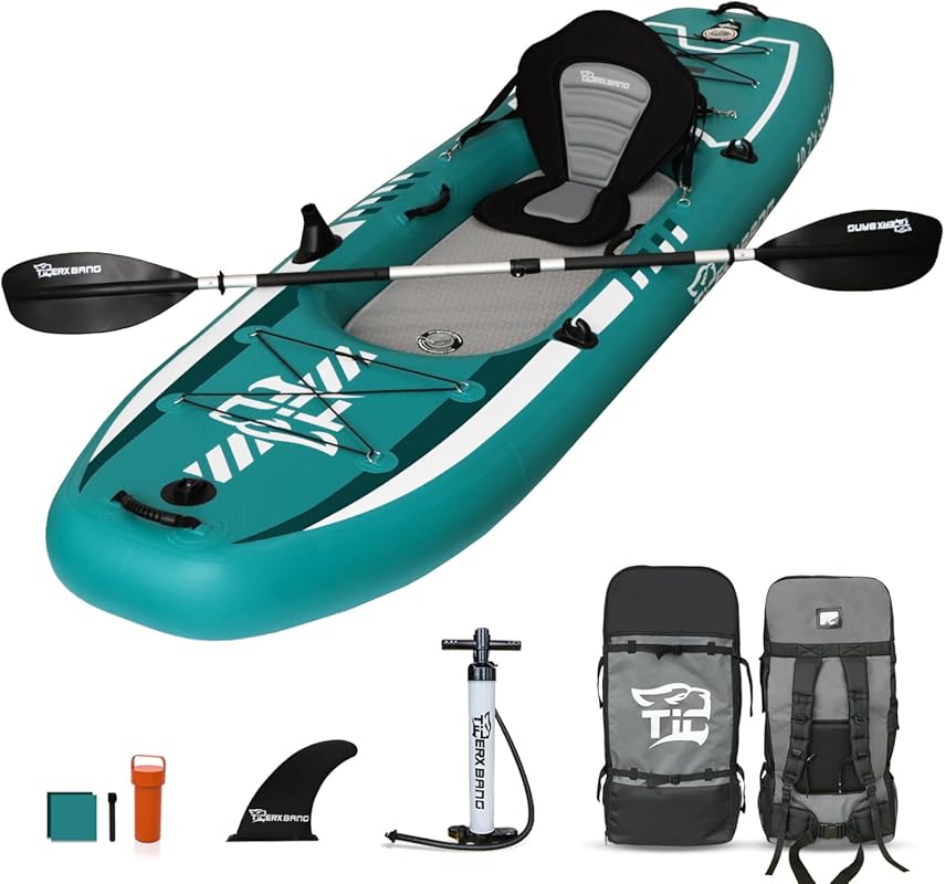 TIGERXBANG 10.2'x35''x8'' Inflatable Kayak with Detachable Seat & SUP-