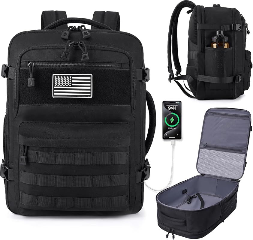 MOZETO TSA Approved 35L Tactical Carry On Travel Backpack for Men, Wat