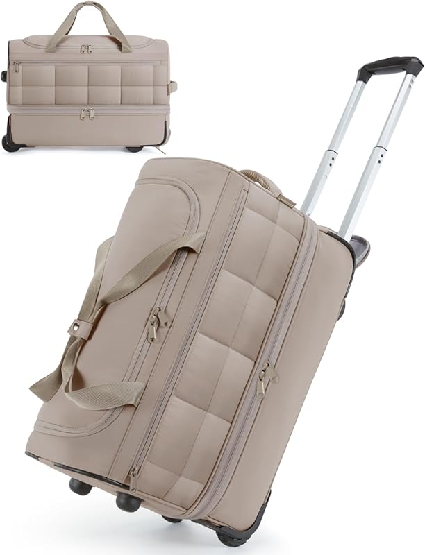 Wheeled Rolling Duffle Bag with Wet Pocket and Handle for Easy Travel