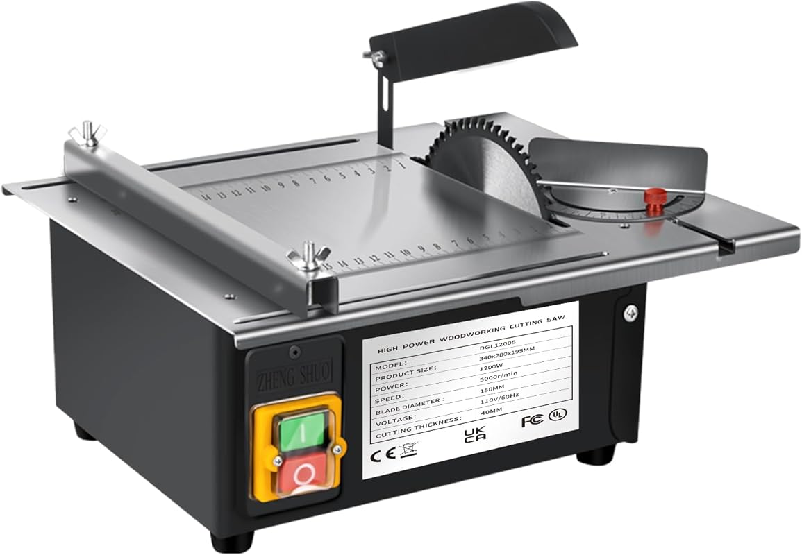 Powerful 1200W 5000RPM Woodworking Table Saw with Dust Collector Port 