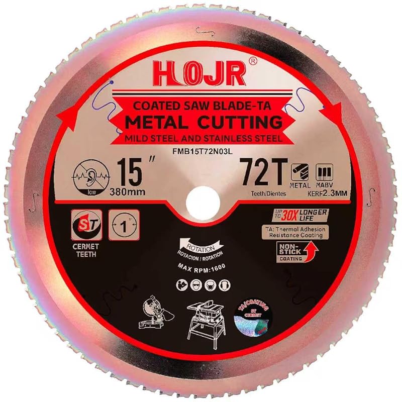 FMB 15-Inch 72-Tooth Metal Circular Saw Blade for Steel and Stainless