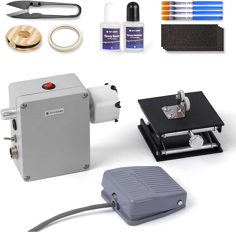 OJYDOIIIY Fishing Rod Building Kit with Wrapping Machine for Epoxy Dry