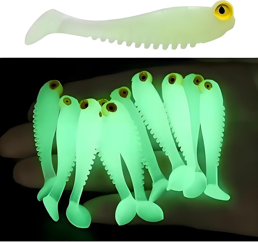 10PCS Glow-in-the-Dark Swimbaits for Bass, Crappie & Night Fishing