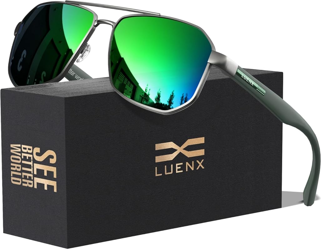 LUENX Square Polarized Aviator Sunglasses