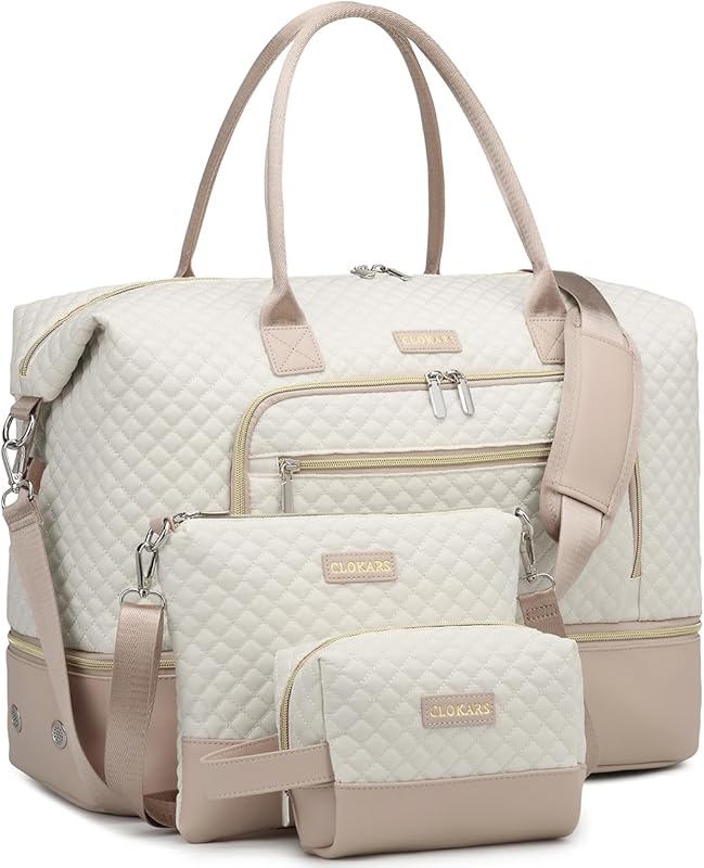 Women's Weekender Travel Duffle Bag with Cosmetics Bag, Crossbody Purs