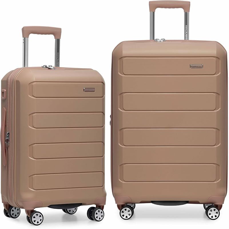 Expandable Hardshell Luggage Set with Spinner Wheels, Latte Beige, 22