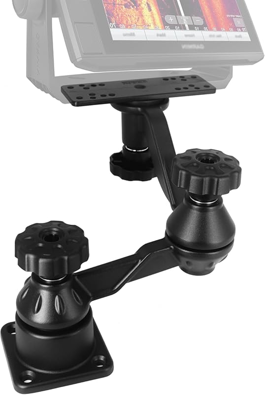 Aluminum Fish Finder Mount with Dual-Joint Adjustable Arm for 7